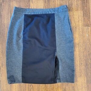 DKNYC Womens Sz 10 Knit Pointe Color Block Skirt Zipper Dark Gray & Black